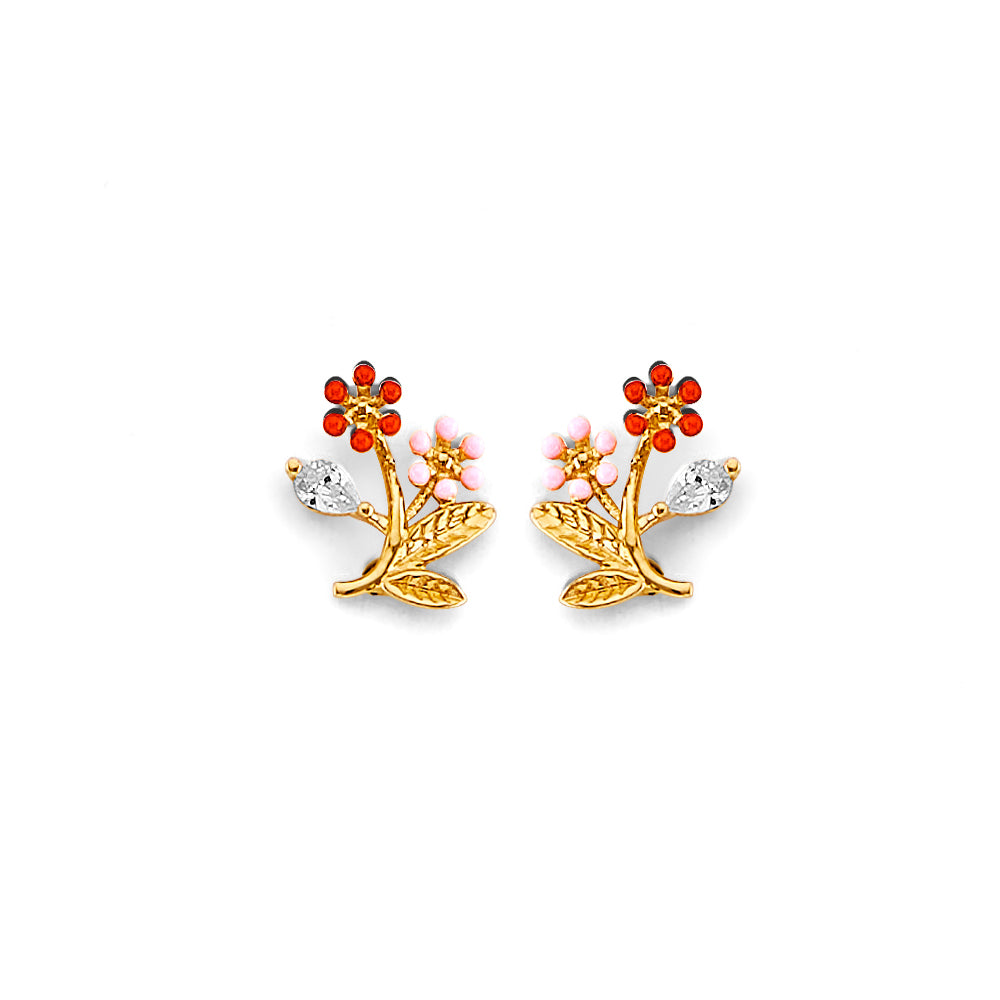 14K Yellow Gold Post Earring with Push Back - ER2163