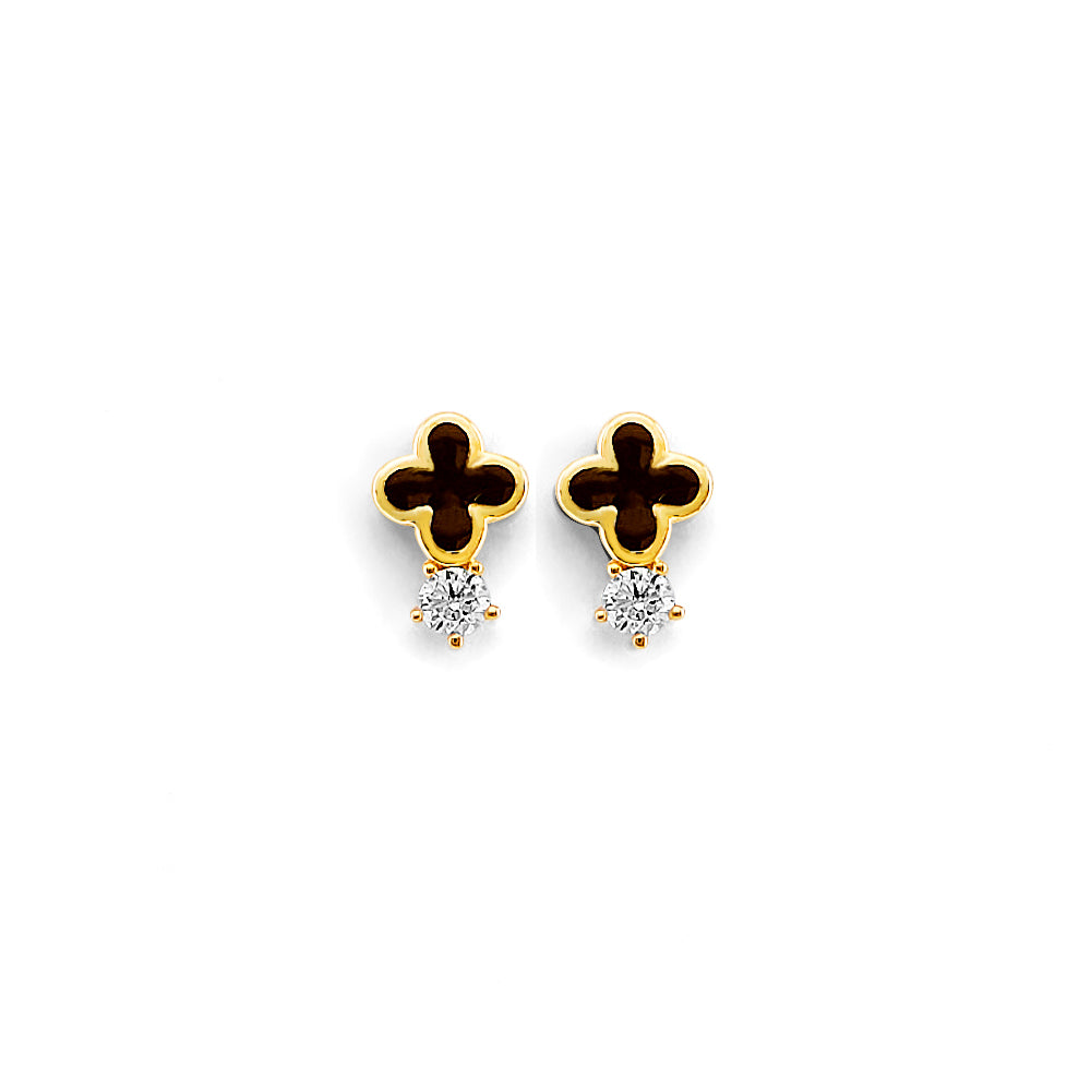 14K Yellow Gold Post Earring with Push Back - ER2173