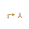 14K Yellow Gold Alphabet & Number Jewelry - ER2192 - Letter A