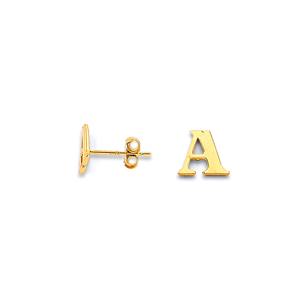 14K Yellow Gold Alphabet & Number Jewelry - ER2193 - Letter A