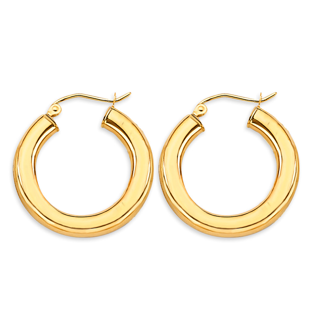 14K Yellow Gold Basic & Fancy Hoop Earring - ER2196