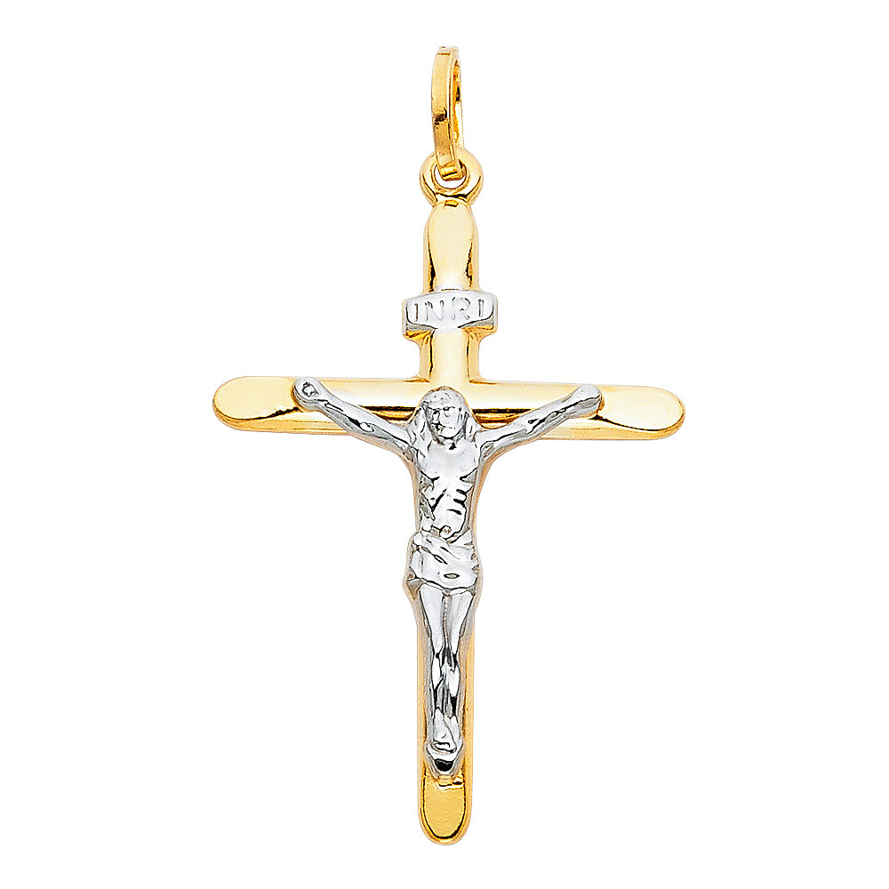 14K Yellow Gold Crucifix Cross Pendant - PT9
