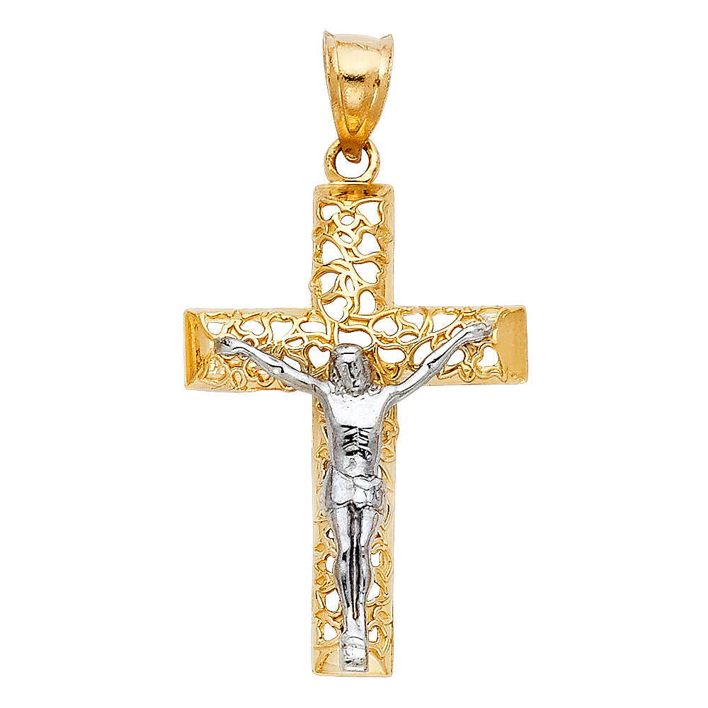 14K Yellow Gold Crucifix Cross Pendant - PT54