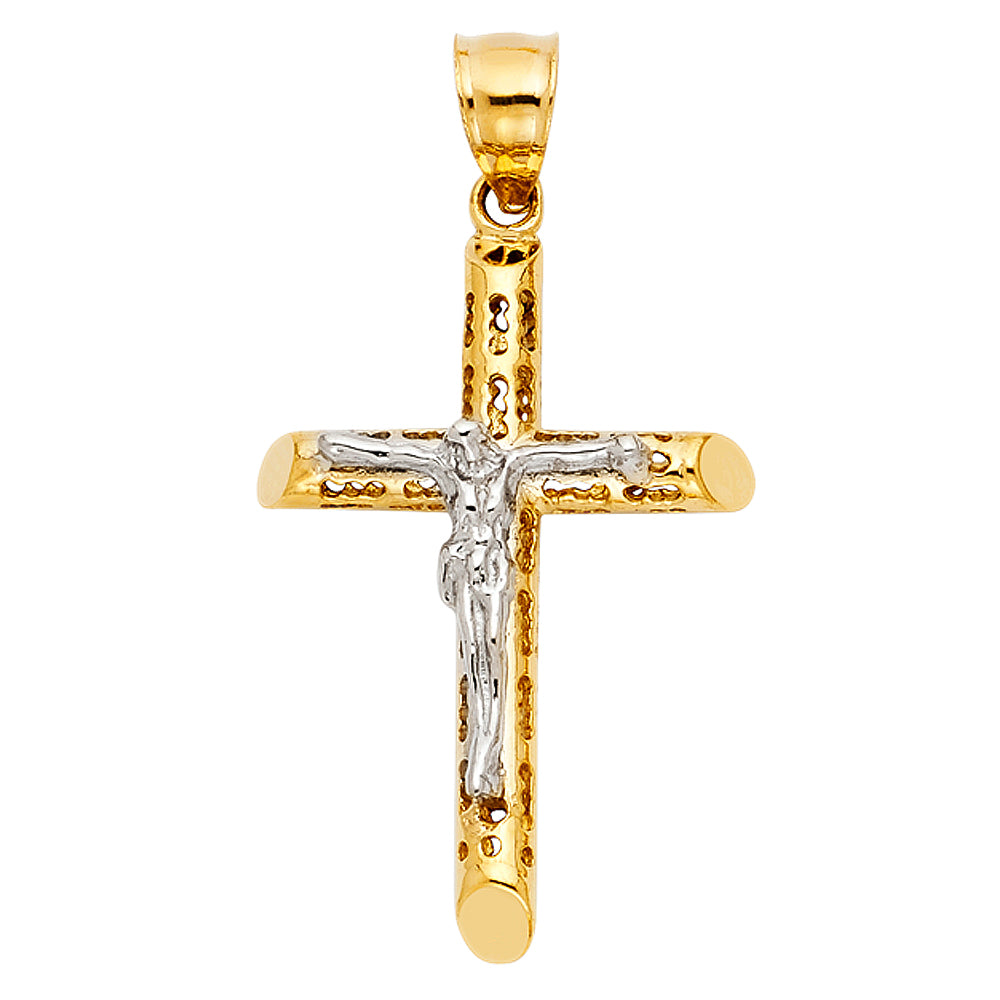 14K Yellow Gold Crucifix Cross Pendant - PT55