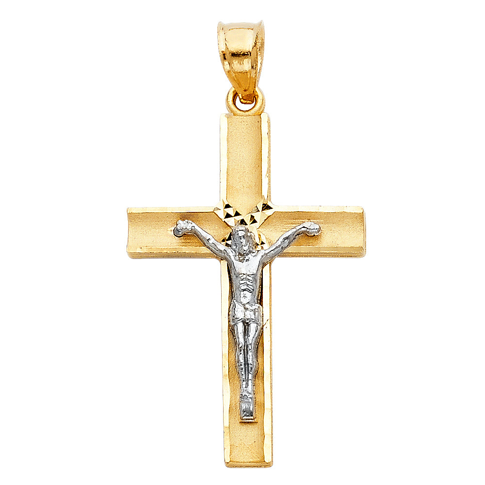 14K Yellow Gold Crucifix Cross Pendant - PT56