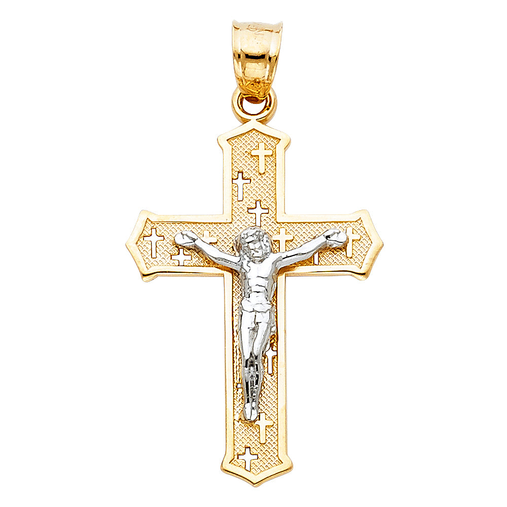 14K Yellow Gold Crucifix Cross Pendant - PT57