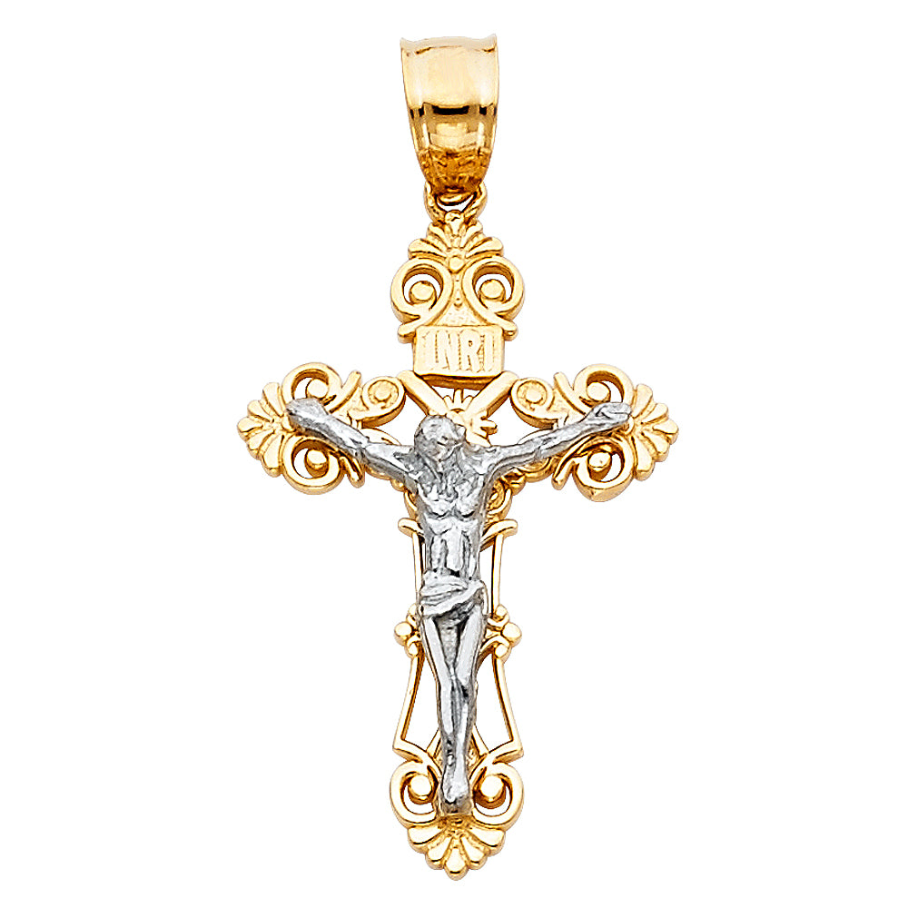 14K Yellow Gold Crucifix Cross Pendant - PT59