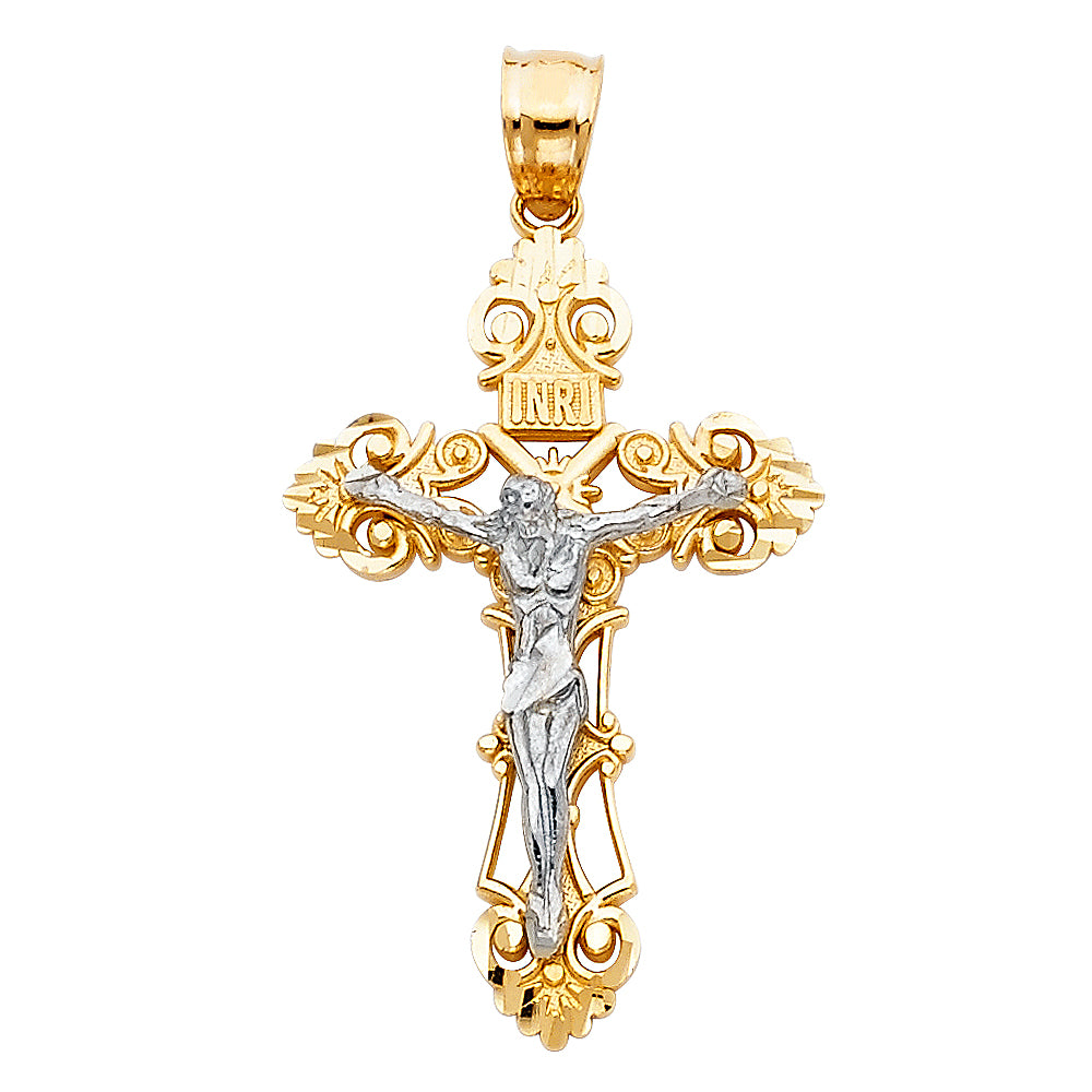 14K Yellow Gold Crucifix Cross Pendant - PT60