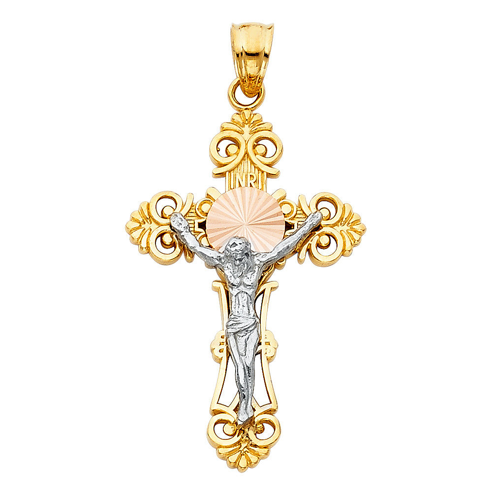 14K Yellow Gold Crucifix Cross Pendant - PT61
