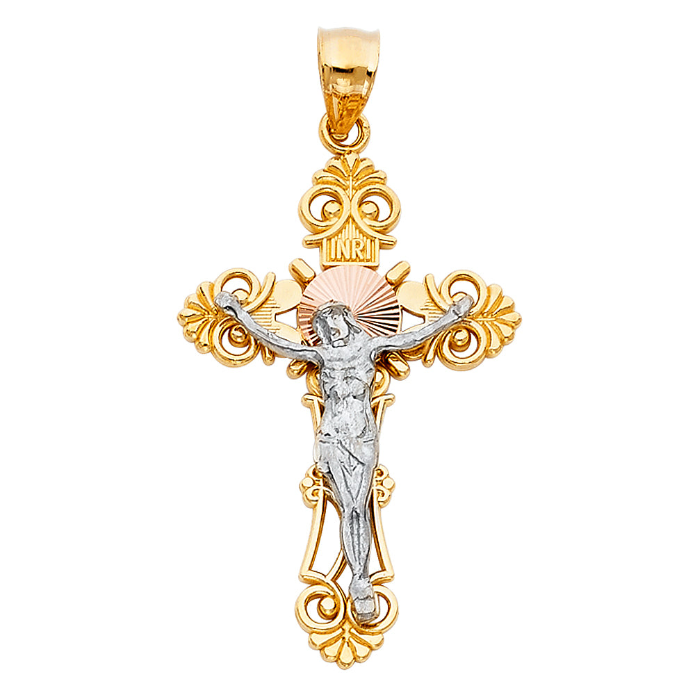 14K Yellow Gold Crucifix Cross Pendant - PT62