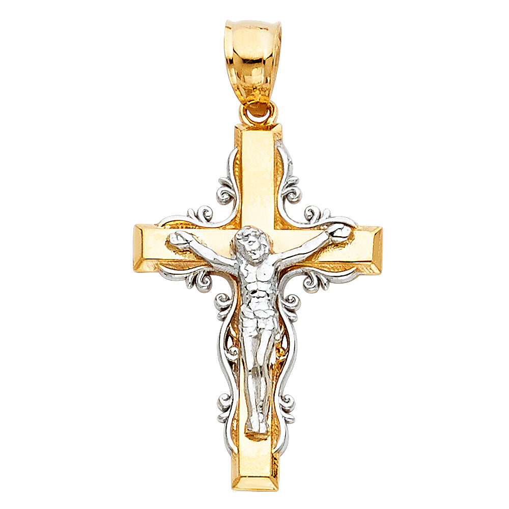 14K Yellow Gold Crucifix Cross Pendant - PT72