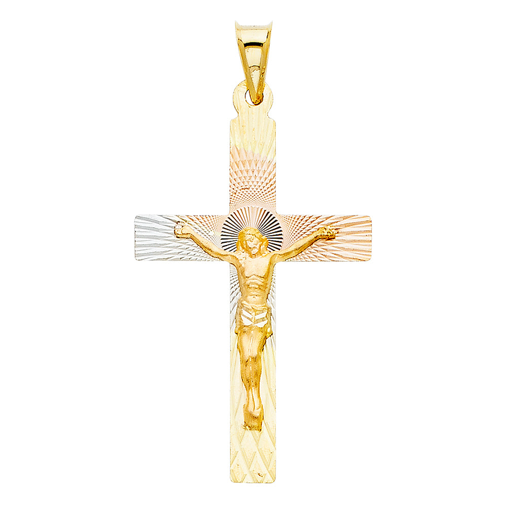 14K Yellow Gold Crucifix Cross Pendant - PT350