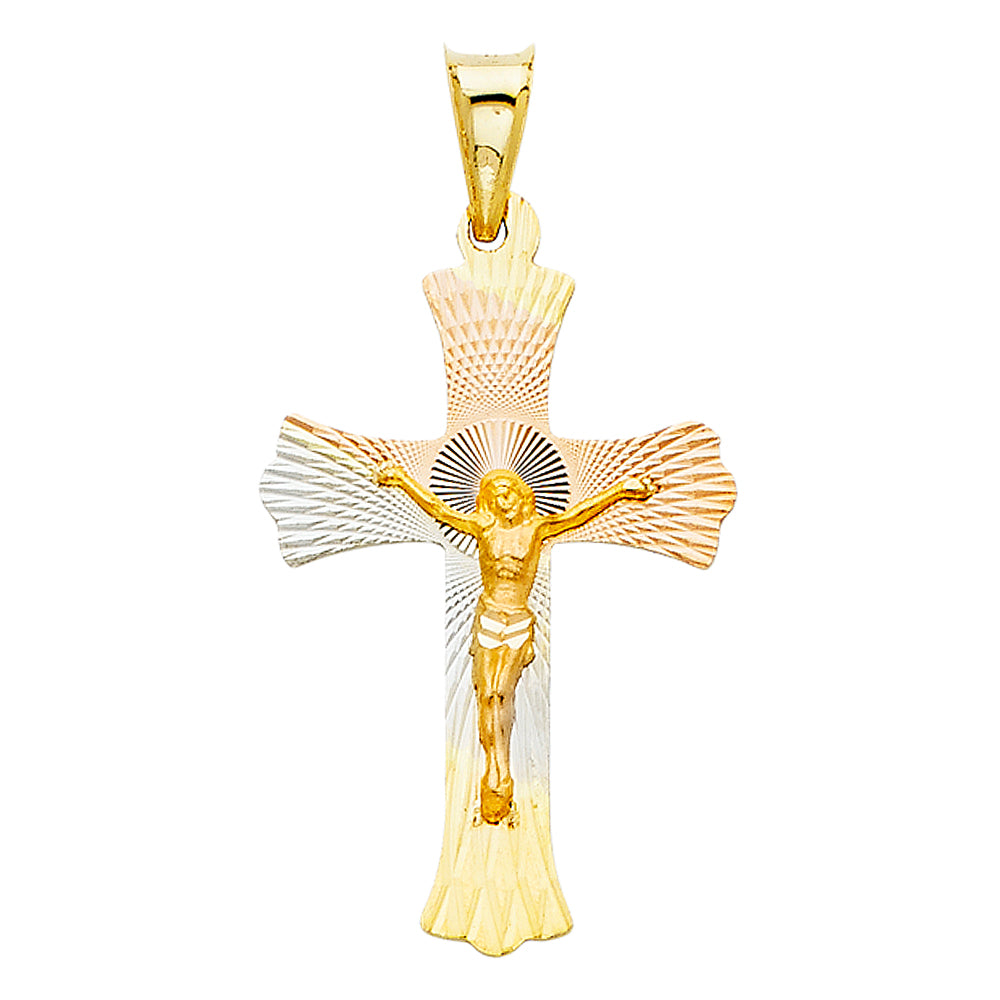 14K Yellow Gold Crucifix Cross Pendant - PT351