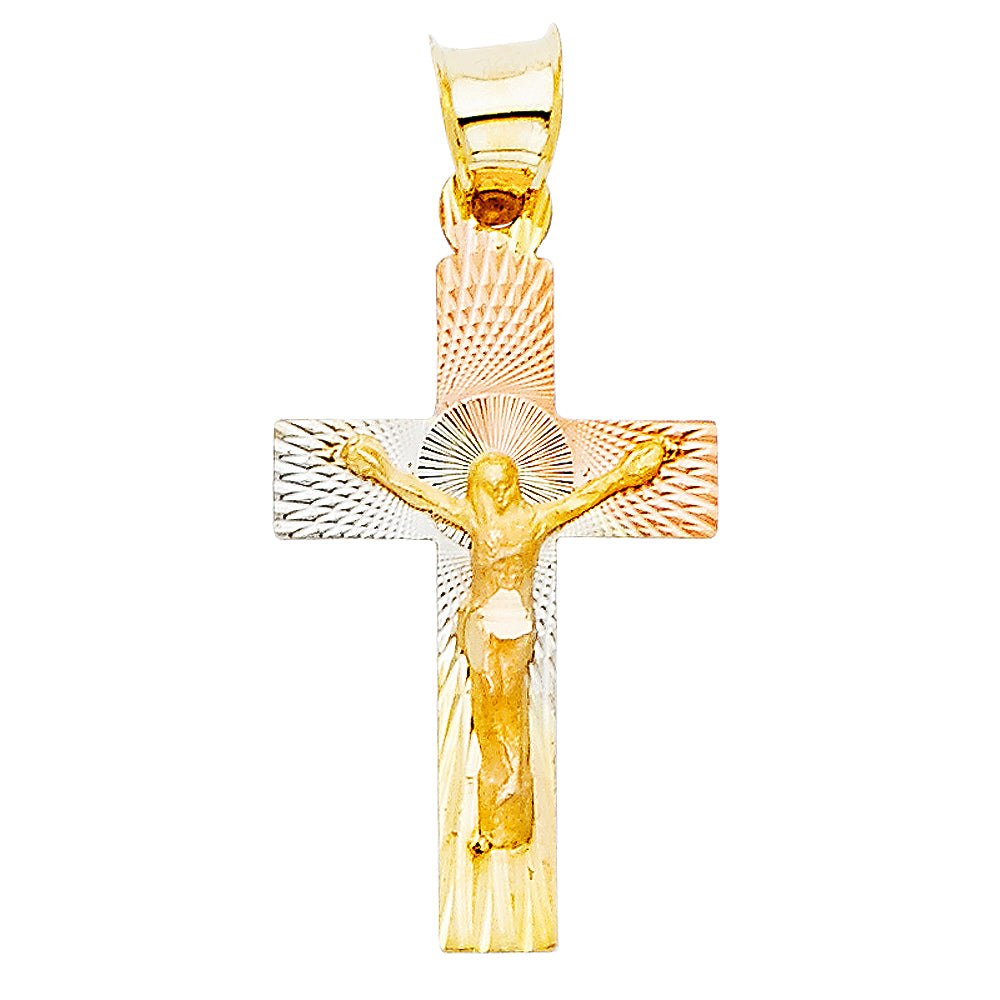 14K Yellow Gold Crucifix Cross Pendant - PT354
