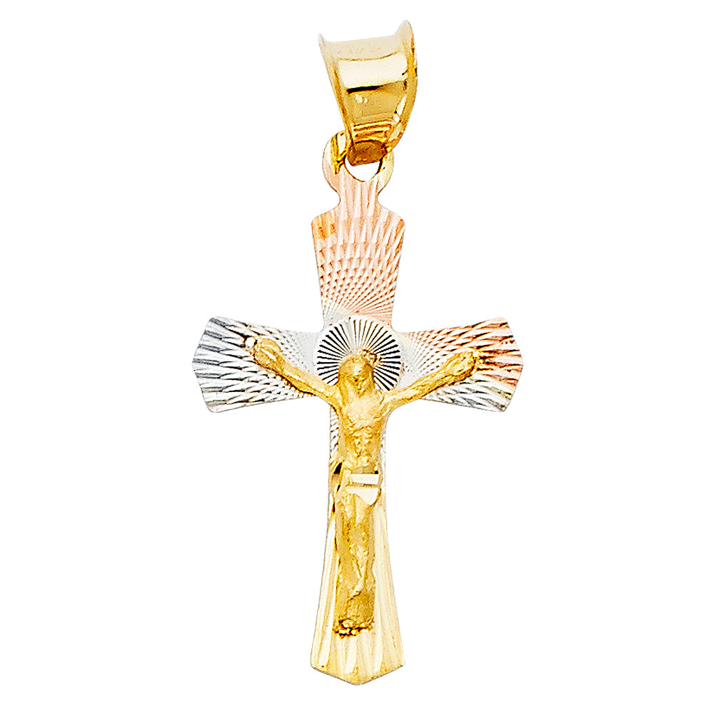 14K Yellow Gold Crucifix Cross Pendant - PT355