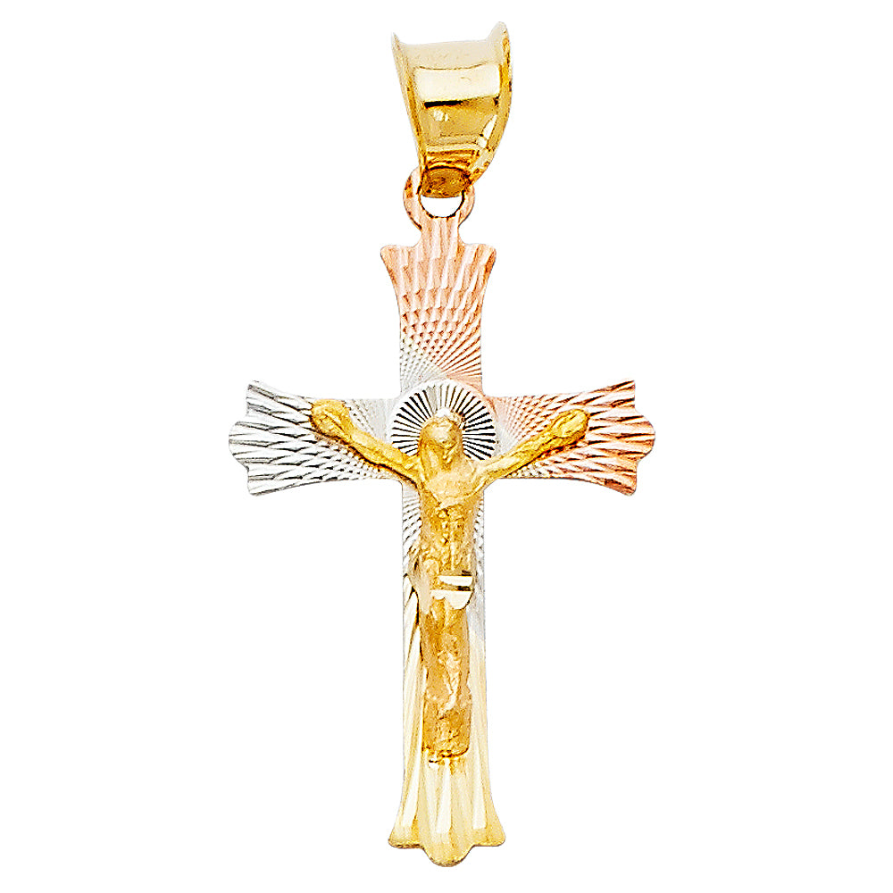 14K Yellow Gold Crucifix Cross Pendant - PT356