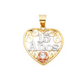 14K Yellow Gold Flower & 15 Años Pendant - PT357