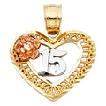 14K Yellow Gold Flower & 15 Años Pendant - PT361