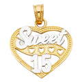 14K Yellow Gold Flower & 15 Años Pendant - PT362