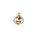 14K Yellow Gold Flower & 15 Años Pendant - PT367