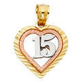 14K Yellow Gold Flower & 15 Años Pendant - PT369