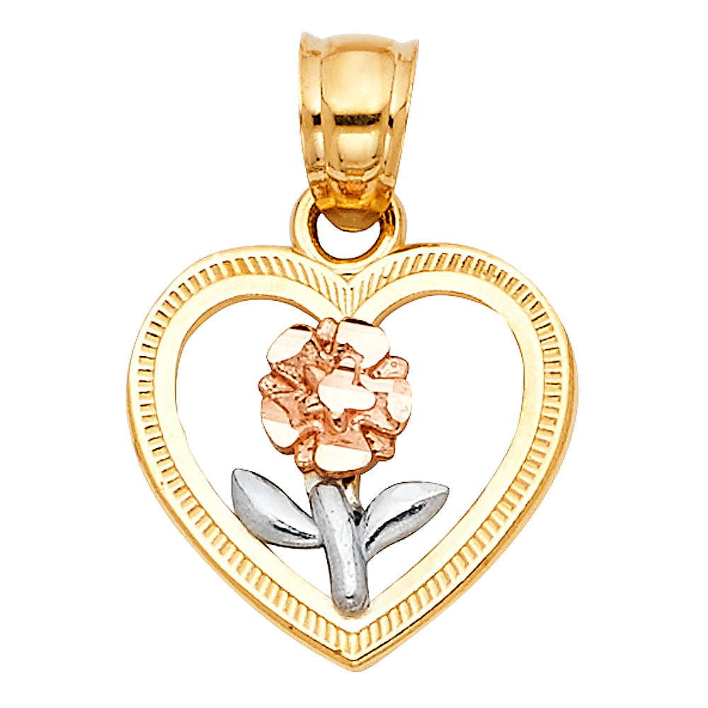 14K Yellow Gold Flower & 15 Años Pendant - PT395