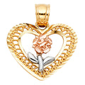 14K Yellow Gold Flower & 15 Años Pendant - PT396