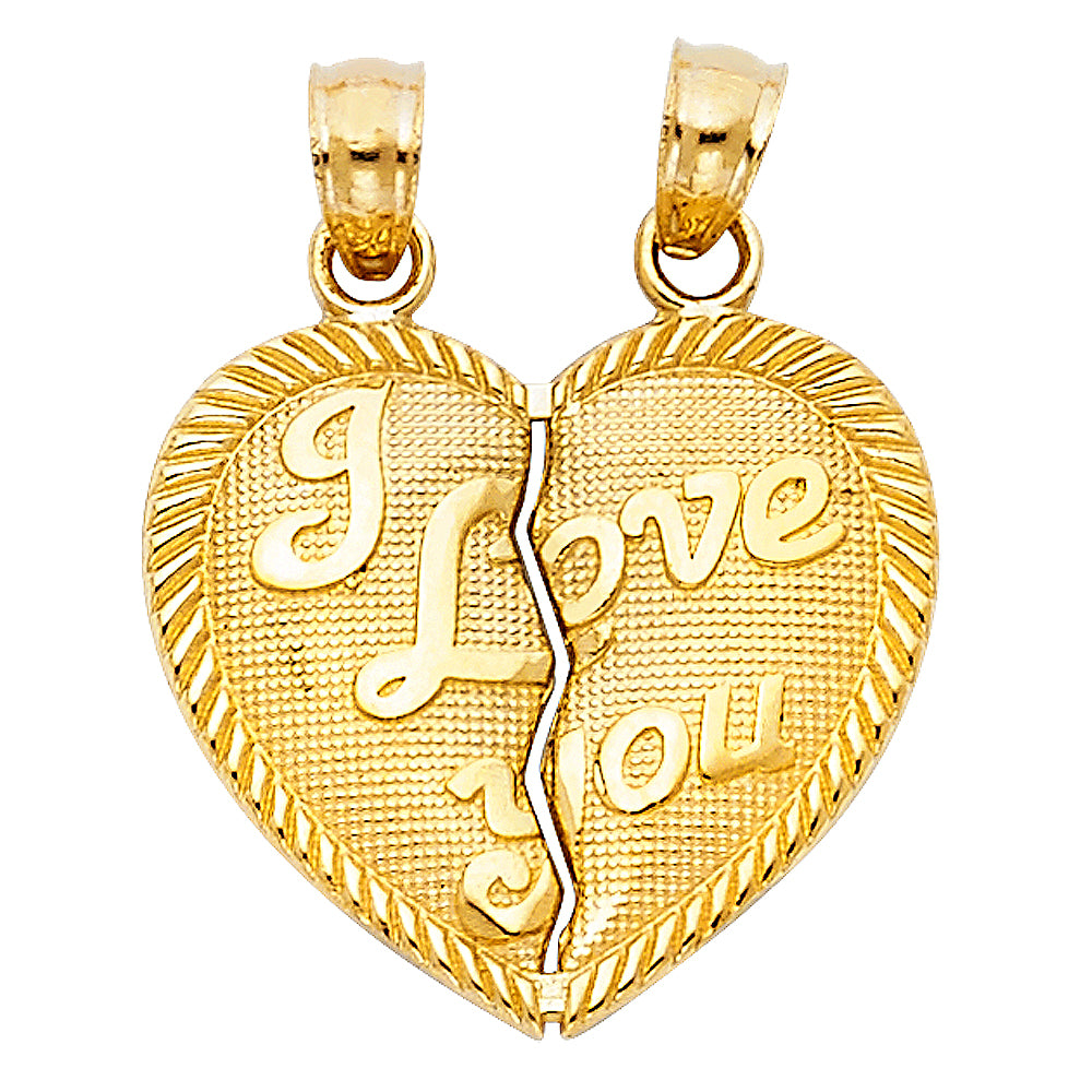 14K Yellow Gold Mom, Family, Baby & Heart Pendant - PT407