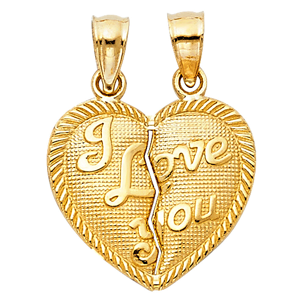 14K Yellow Gold Mom, Family, Baby & Heart Pendant - PT408