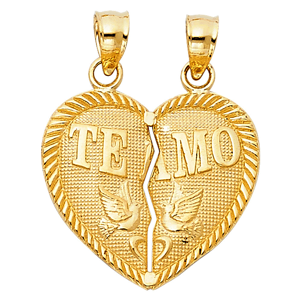 14K Yellow Gold Mom, Family, Baby & Heart Pendant - PT409