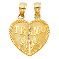 14K Yellow Gold Mom, Family, Baby & Heart Pendant - PT410