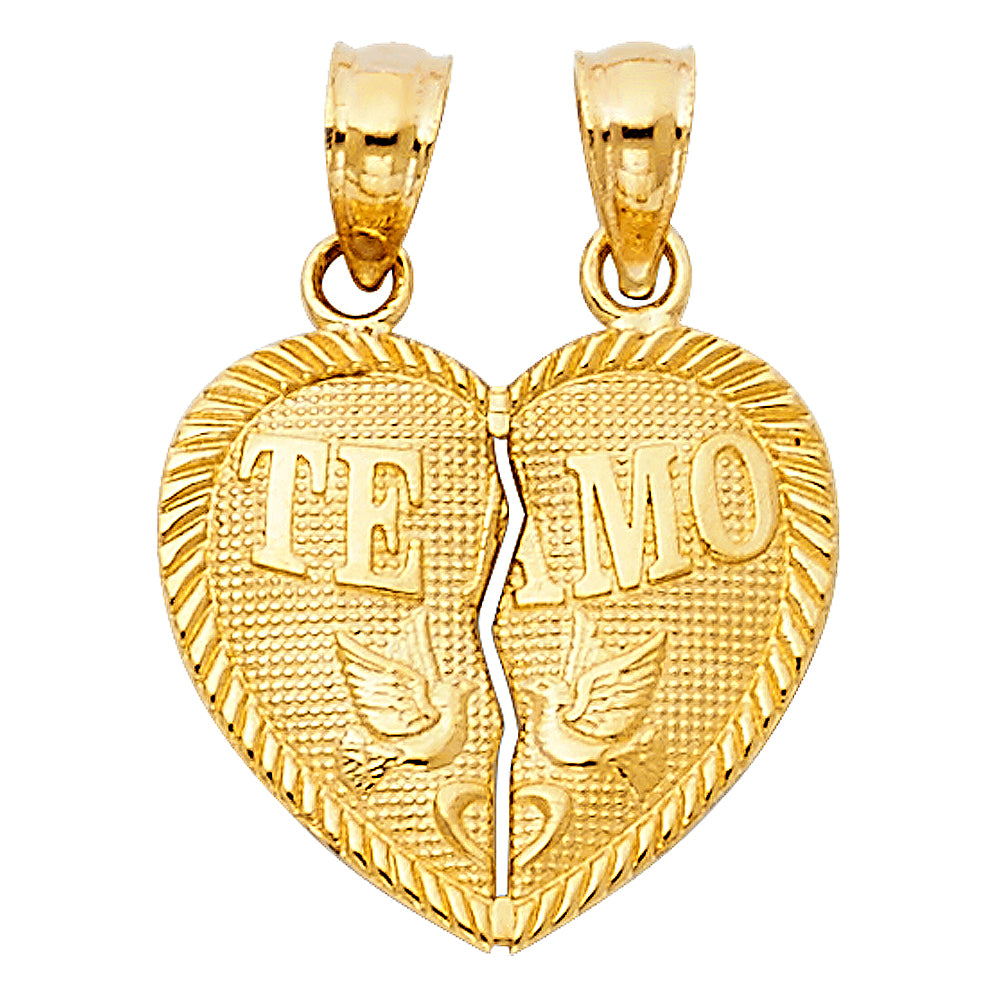 14K Yellow Gold Mom, Family, Baby & Heart Pendant - PT410