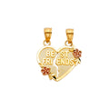 14K Yellow Gold Mom, Family, Baby & Heart Pendant - PT413