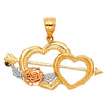 14K Yellow Gold Mom, Family, Baby & Heart Pendant - PT418