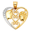 14K Yellow Gold Mom, Family, Baby & Heart Pendant - PT421