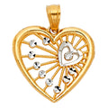 14K Yellow Gold Mom, Family, Baby & Heart Pendant - PT427