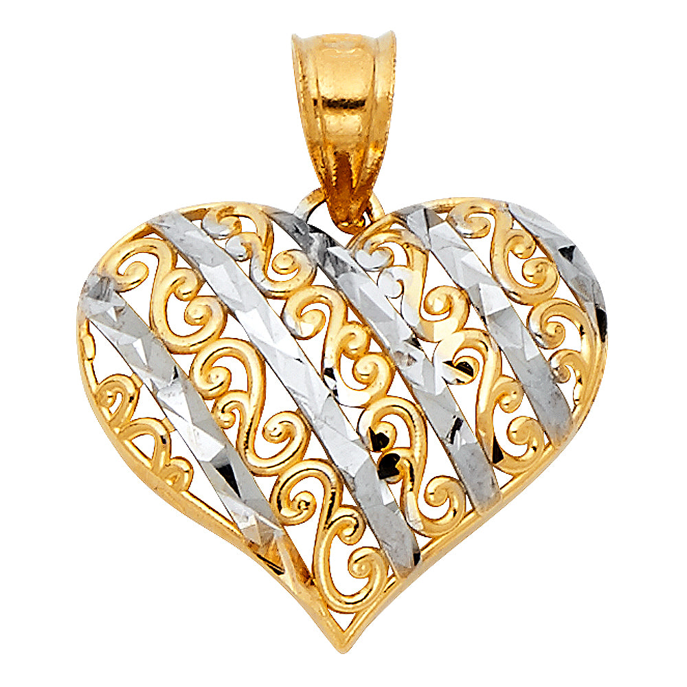 14K Yellow Gold Mom, Family, Baby & Heart Pendant - PT428
