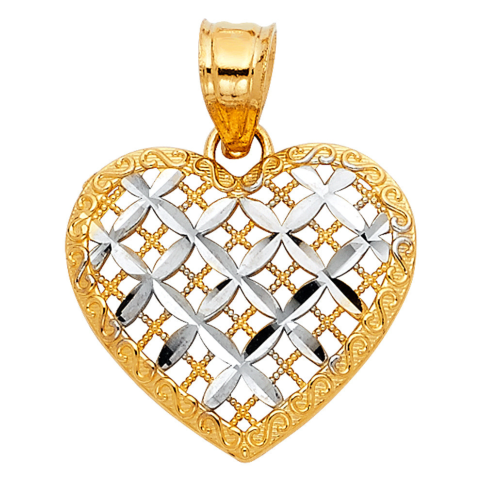 14K Yellow Gold Mom, Family, Baby & Heart Pendant - PT429