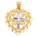14K Yellow Gold Mom, Family, Baby & Heart Pendant - PT431