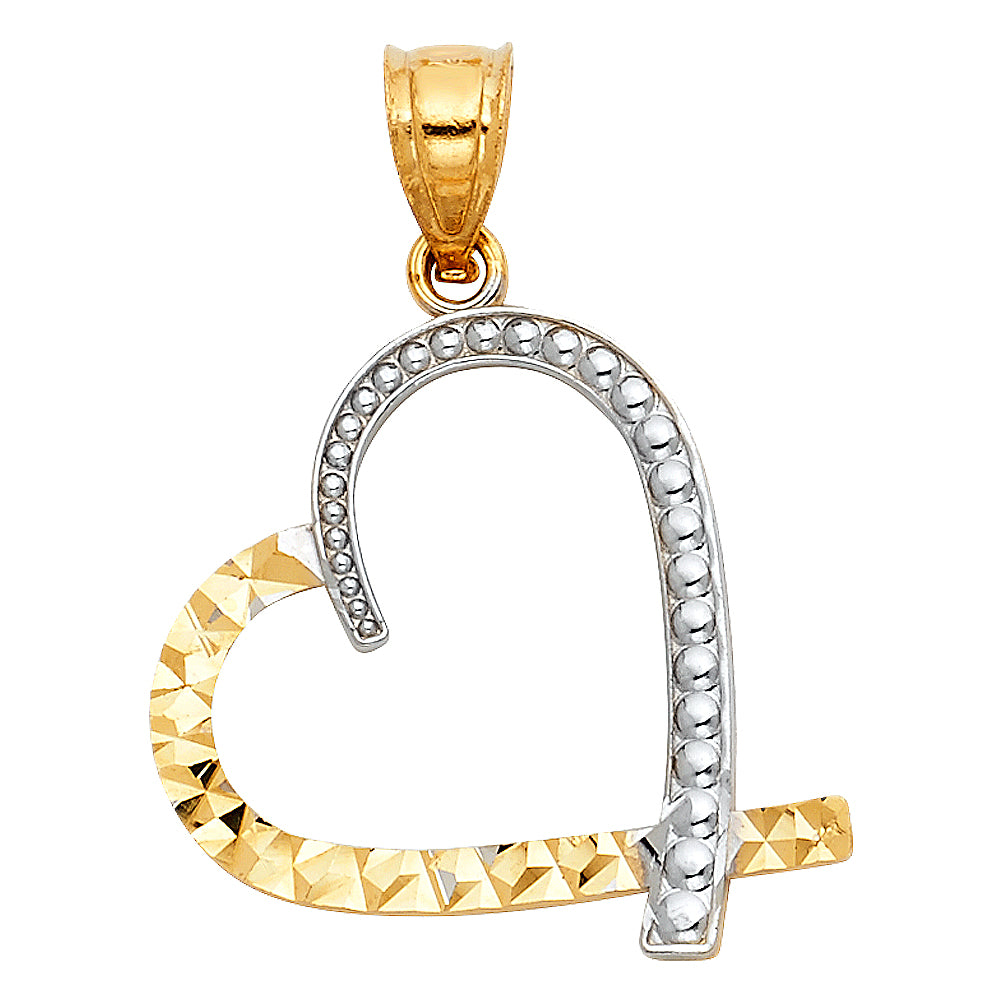 14K Yellow Gold Mom, Family, Baby & Heart Pendant - PT435
