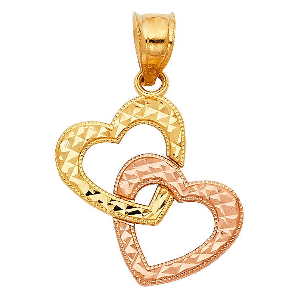 14K Yellow Gold Mom, Family, Baby & Heart Pendant - PT437