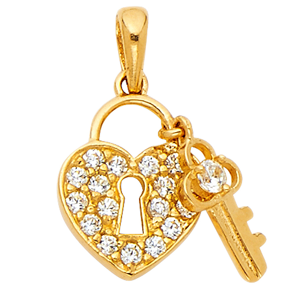 14K Yellow Gold Key, Music & Assorted Pendant - PT551