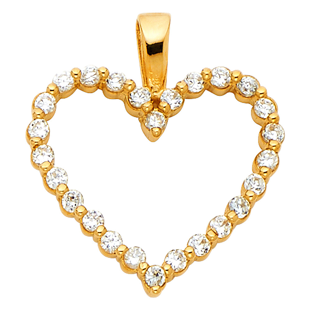 14K Yellow Gold Mom, Family, Baby & Heart Pendant - PT580
