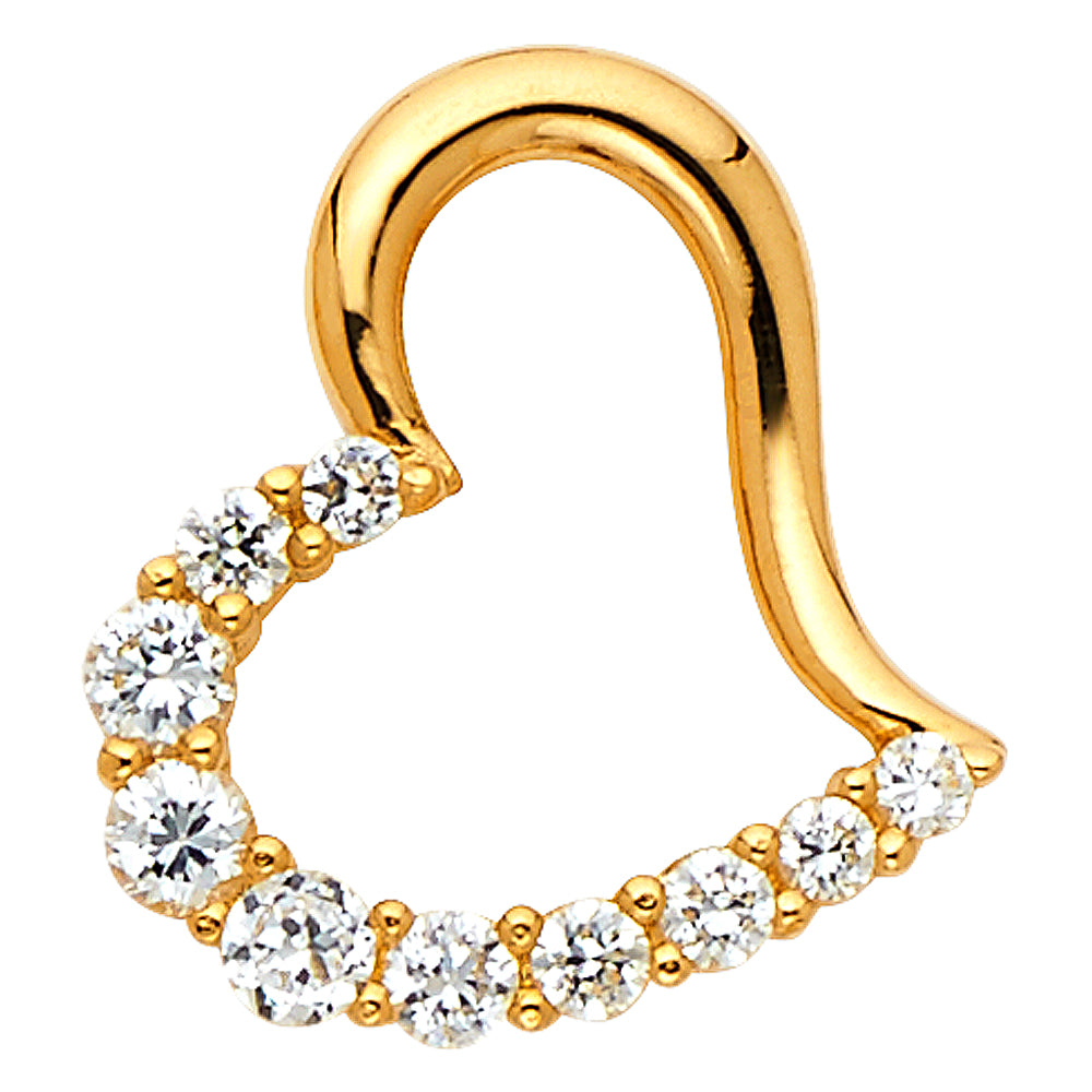 14K Yellow Gold Mom, Family, Baby & Heart Pendant - PT584