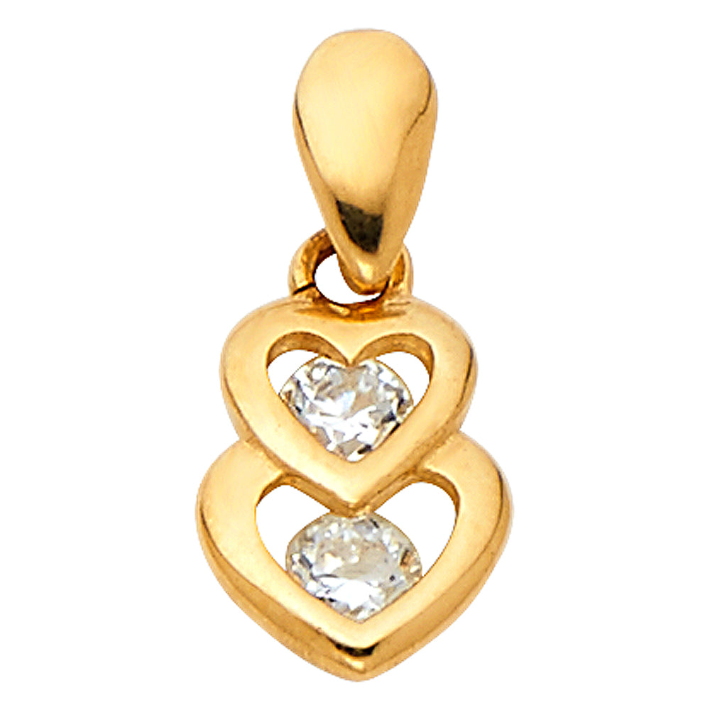 14K Yellow Gold Mom, Family, Baby & Heart Pendant - PT586