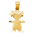 14K Yellow Gold Mom, Family, Baby & Heart Pendant - PT662