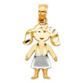 14K Yellow Gold Mom, Family, Baby & Heart Pendant - PT664