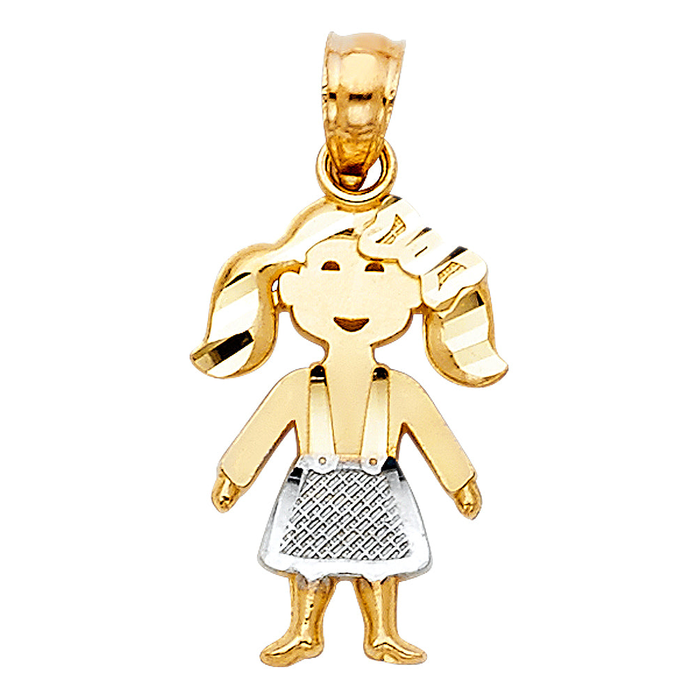 14K Yellow Gold Mom, Family, Baby & Heart Pendant - PT664