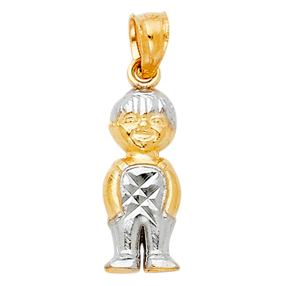 14K Yellow Gold Mom, Family, Baby & Heart Pendant - PT668