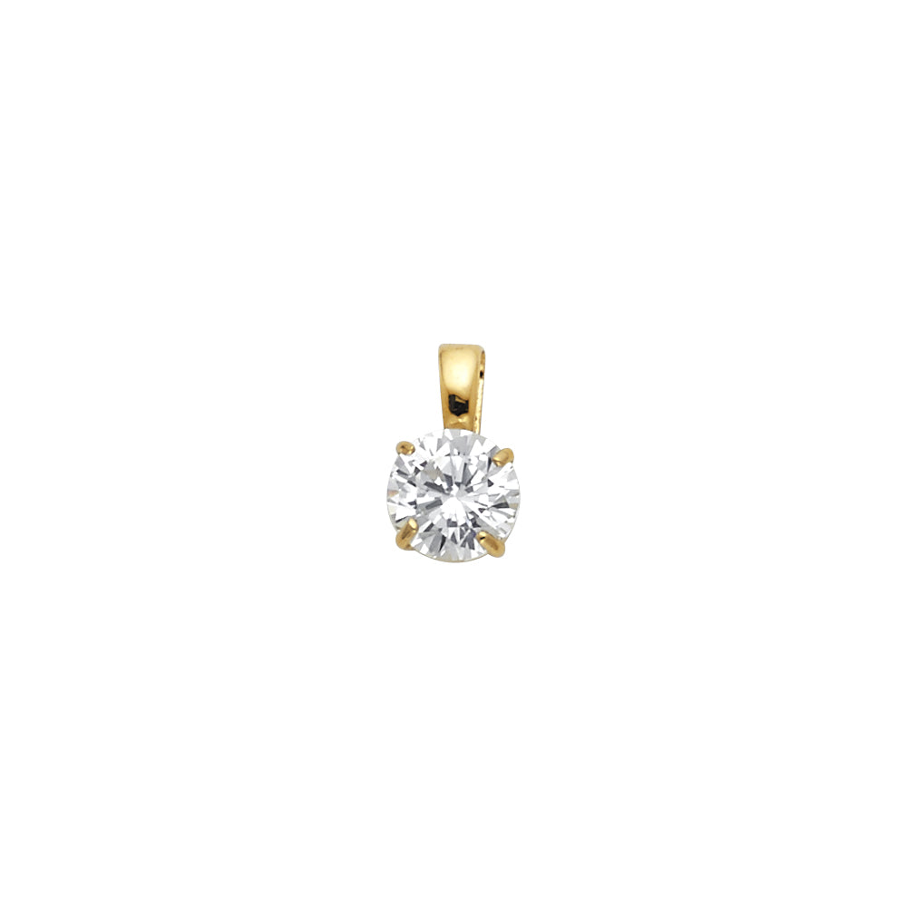 14K Yellow Gold Stud Earring & Solitaire Jewelry 6mm - PT697